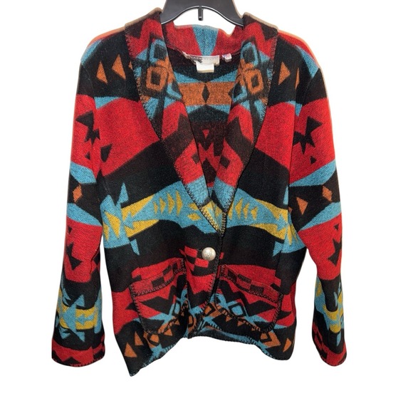 Rhonda Stark Southwestern‎ Aztec Blazer Cropped Jacket X-Large Elevated Cowgirl - Picture 1 of 7